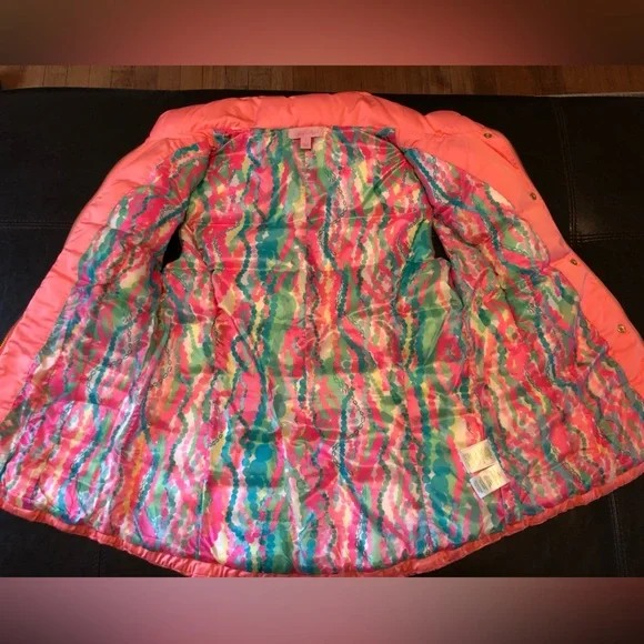 Lilly Pulitzer Lauren Down Puffer Vest Salmon Pink Sz S EUC! - Picture 4 of 12